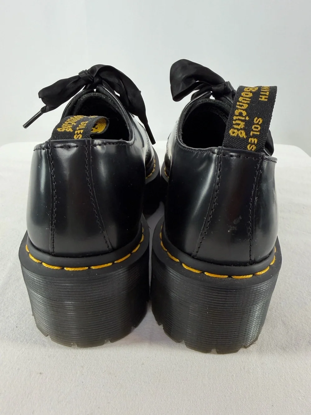 Dr. Martens Holly Women's Leather Platform Shoes in Black Size 9
